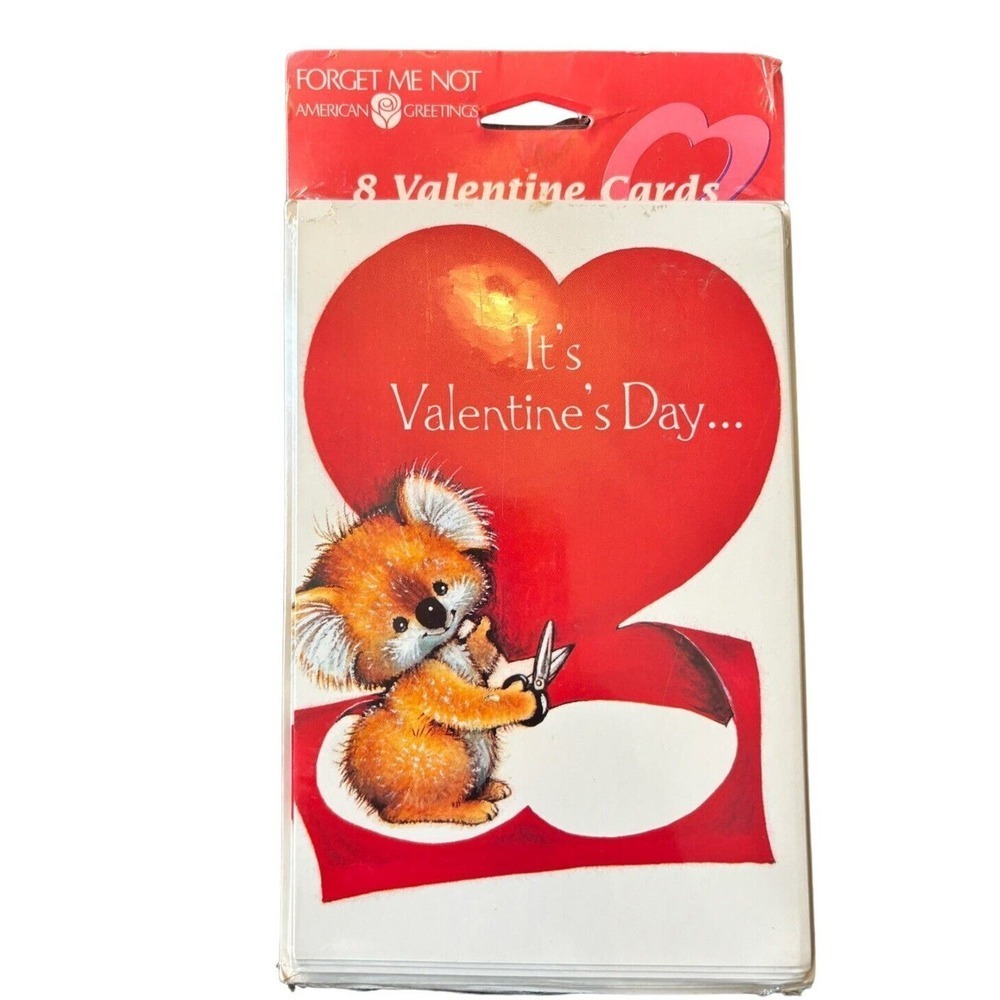 New 8 Vintage Valentine Cards & Envelopes NOS